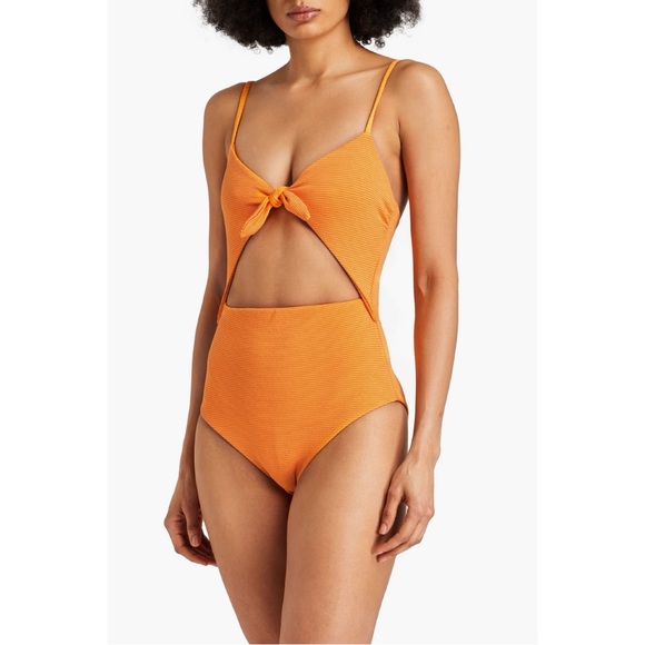 Mara Hoffman Other - Mara Hoffman Kia One Piece Swimsuit Med Orange Ribbed Cutout Resort Vacation NWT